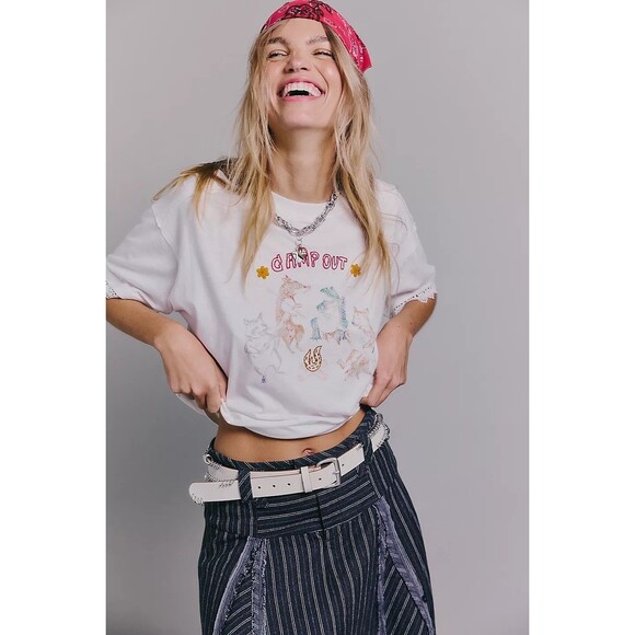 Free People We The Free All My Friends Tee Blouse Top Animal Floral S New 284081 - Picture 4 of 8